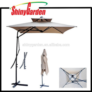 Parapluie résistant au vent carré carré / plage / patio double couche parapluie en gros
